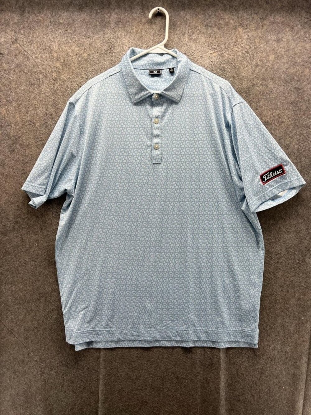 FootJoy Polo Shirt Men XL Blue Floral Golf Performance Stretch Titleist Logo